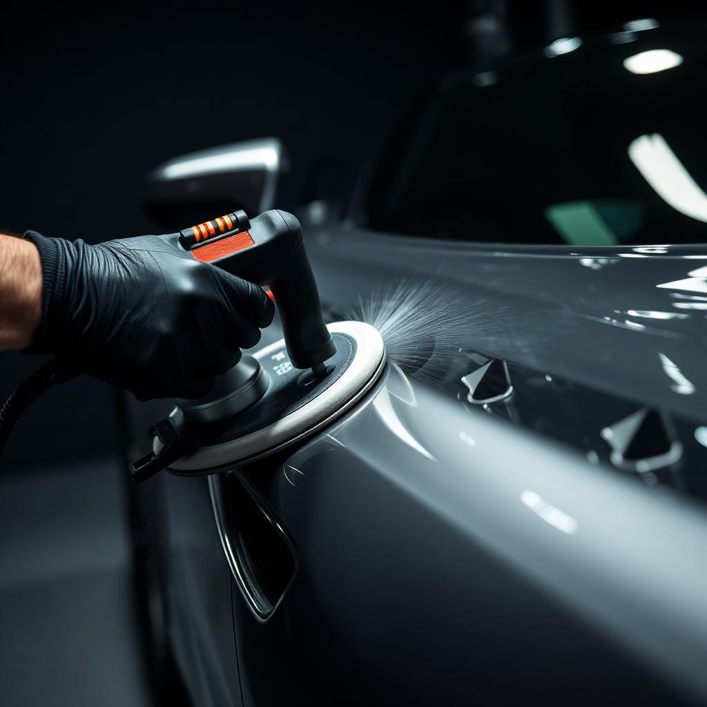 Majstor Apex Detailinga strojno polira srebrni lak